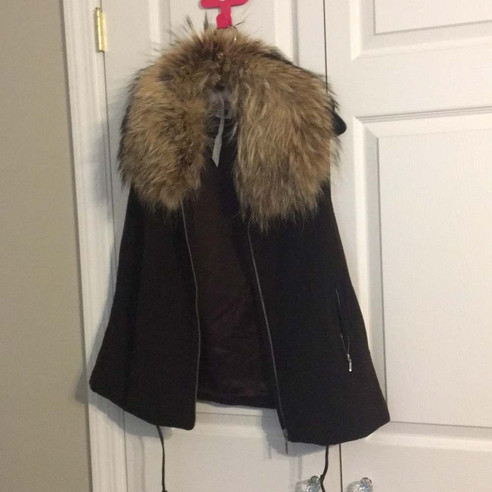 Fury fur collared vest BRAND NEW
